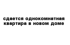 сдается однокомнатная квартира в новом доме